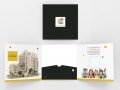Blank white empty square tri fold catalogs brochure flyer, with